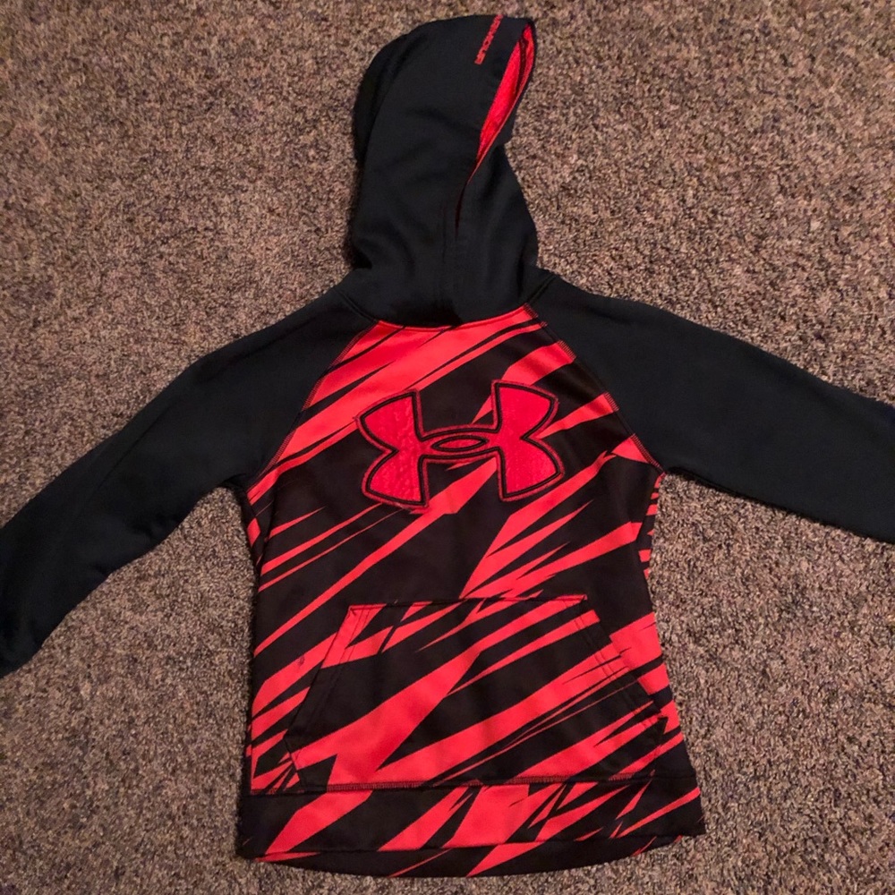 Red and Black Under Armour hoodie
